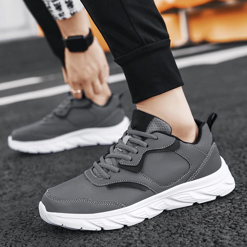 Mode Wasserdichte Leder Herrenschuhe Leichte Freizeitsneaker Mode Rutschfeste Walking Schuhe Schnürschuhe Laufschuhe Zapatos Hombre