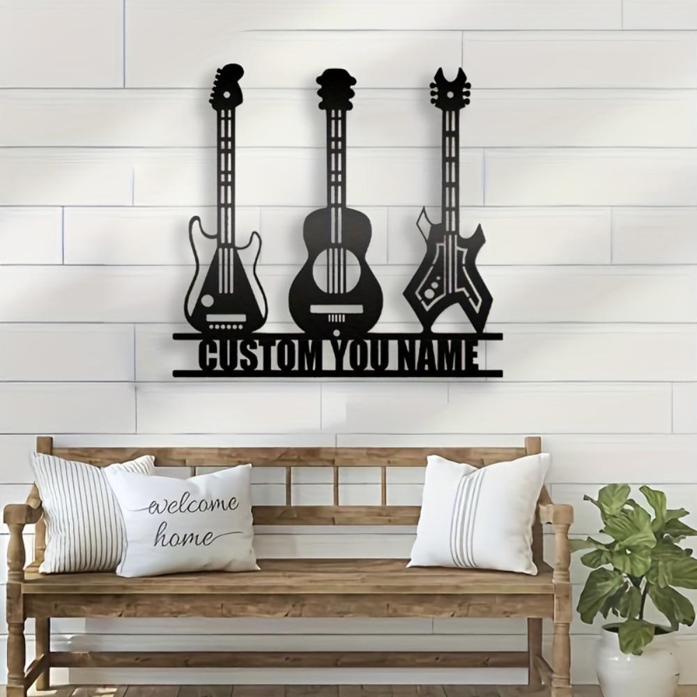 Custom Metal Guitarist Wall Art Matte Finish Musician Name Sign