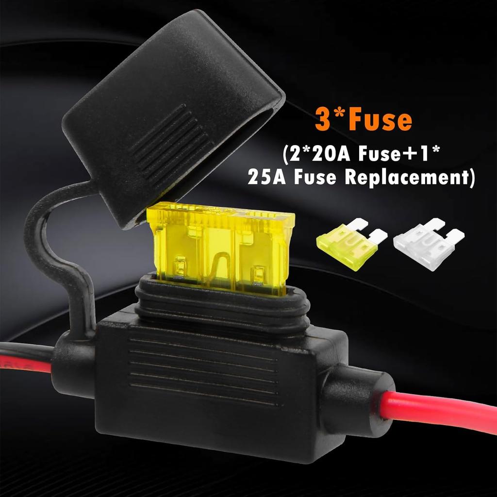 CUZEC 14FT/4.27M 14 AWG Extension Cord Eyelet Terminal With Battery Clamp 12V/ 24V Battery Clip-On For High-Power Inverter And More (13.1FT LONG)