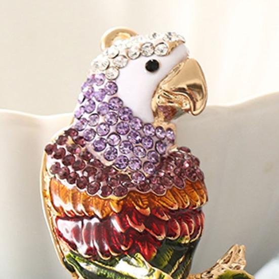 Keychain Pendant Colorful Rhinestone Macaw Parrot Charm Key Chain with Lobster Clasp Keys Backpacks Bag Accessories