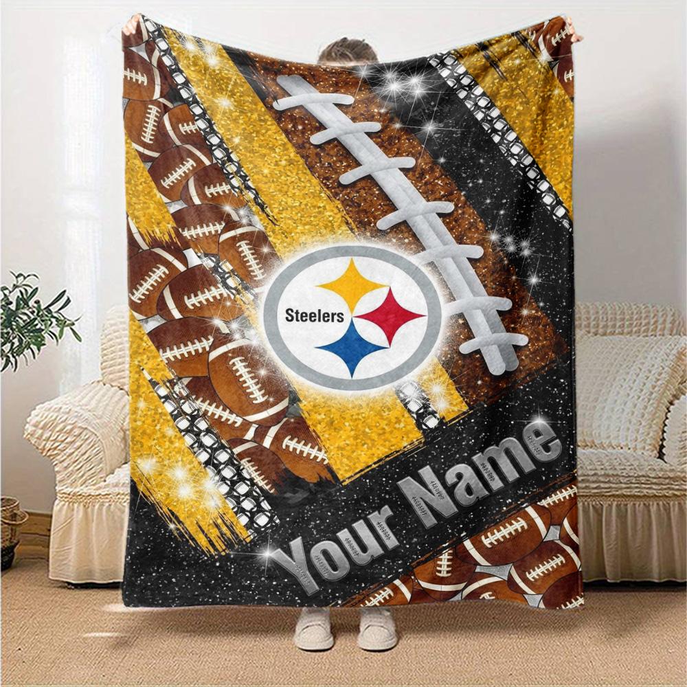 Name Custom Pittsburgh Steelers Print Flannel Blanket High Quality Warm Comfortable Cover for All Seasons Perfect for Gifts Home Decor