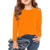 Boy And Girls Solid Color Long Sleeved T-shirt Round Neck Solid Color T-shirt