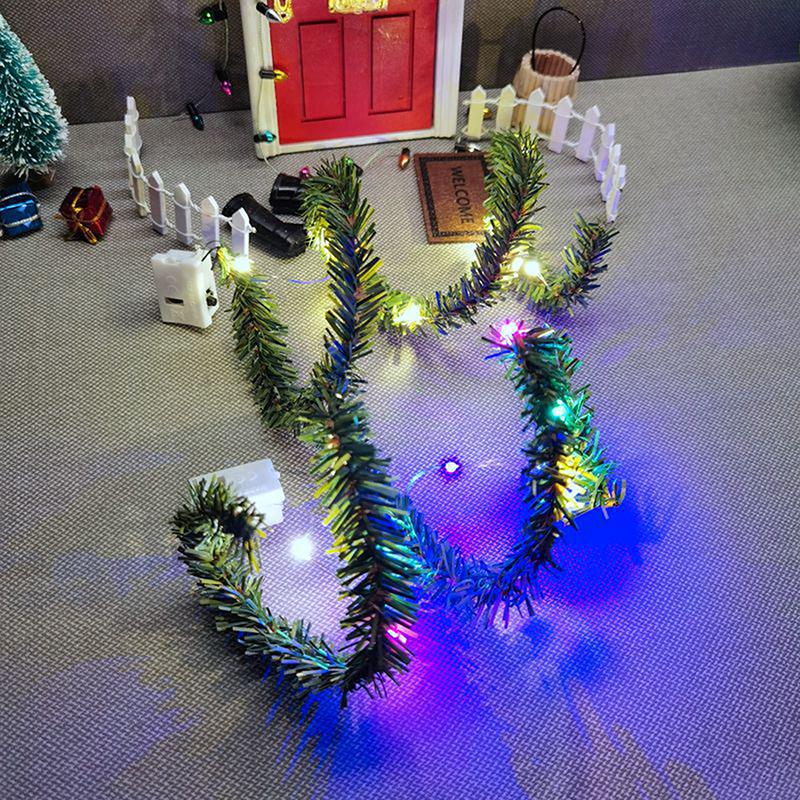 Miniaturowa świąteczna lampa LED Luminous Light String Ornament Dekoracja domku dla lalek Craft Diy Akcesoria Prezenty świąteczne dla dzieci Zabawki