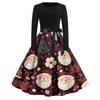 Women's Casual Fashion Round Neck Christmas Printed Vintage Dress