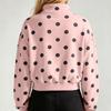 Women's Long Sleeve Half Zip Polka Dot Sweatshirt