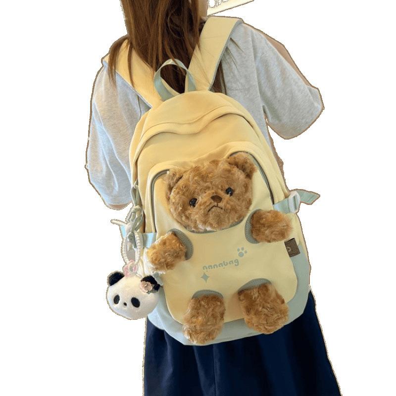Schoolbag Cute Bear Schoolbag Female Junior High School Girl College Student 11 New Backpack Ins Niche Mori Versatile Backpack