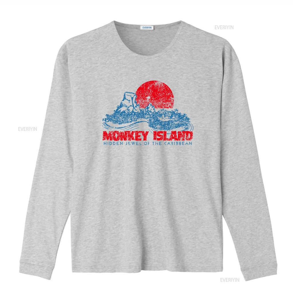 T-shirt Monkey Island Joyau Caché des Caraïbes Style Rétro vintage Lavé Étiré graphique Décontracté Doux streetwear