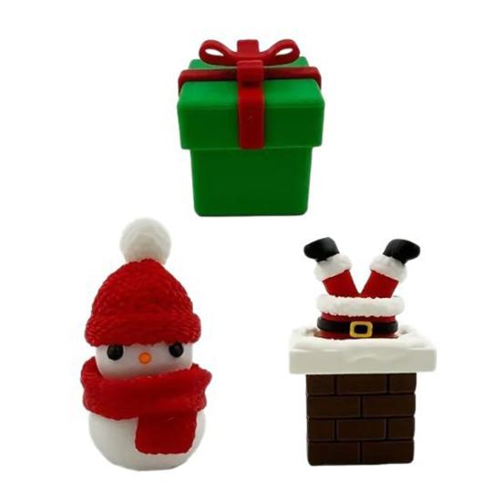 Yousheng 1/2/3/4Pcs 3D Printed Christmas Figurine Santa Snowman Star Topper Xmas Tree Gift Box Statue Holiday Party Decoration Ornament