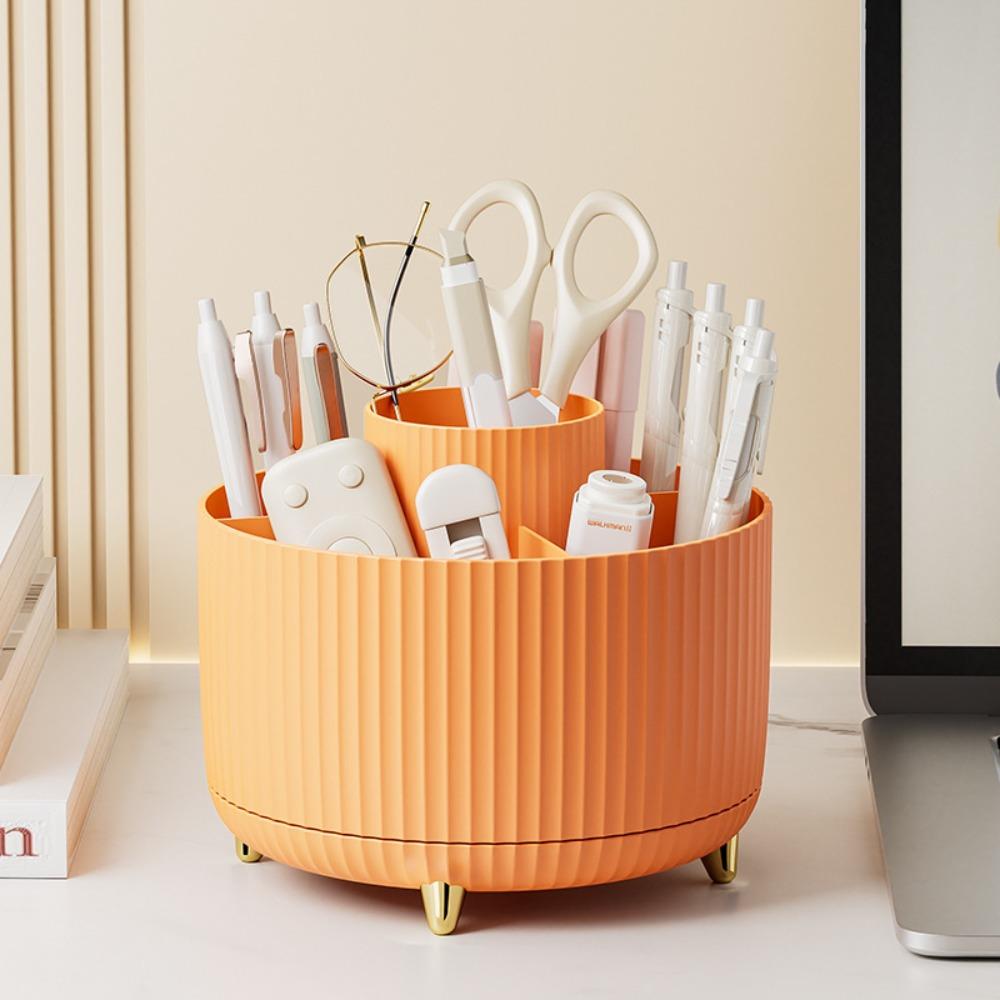 360° otočný organizér na make-up do ložnice, stolní kosmetický úložný box, přenosný držák na rtěnku, štětec na make-up, držák na pero do koupelny