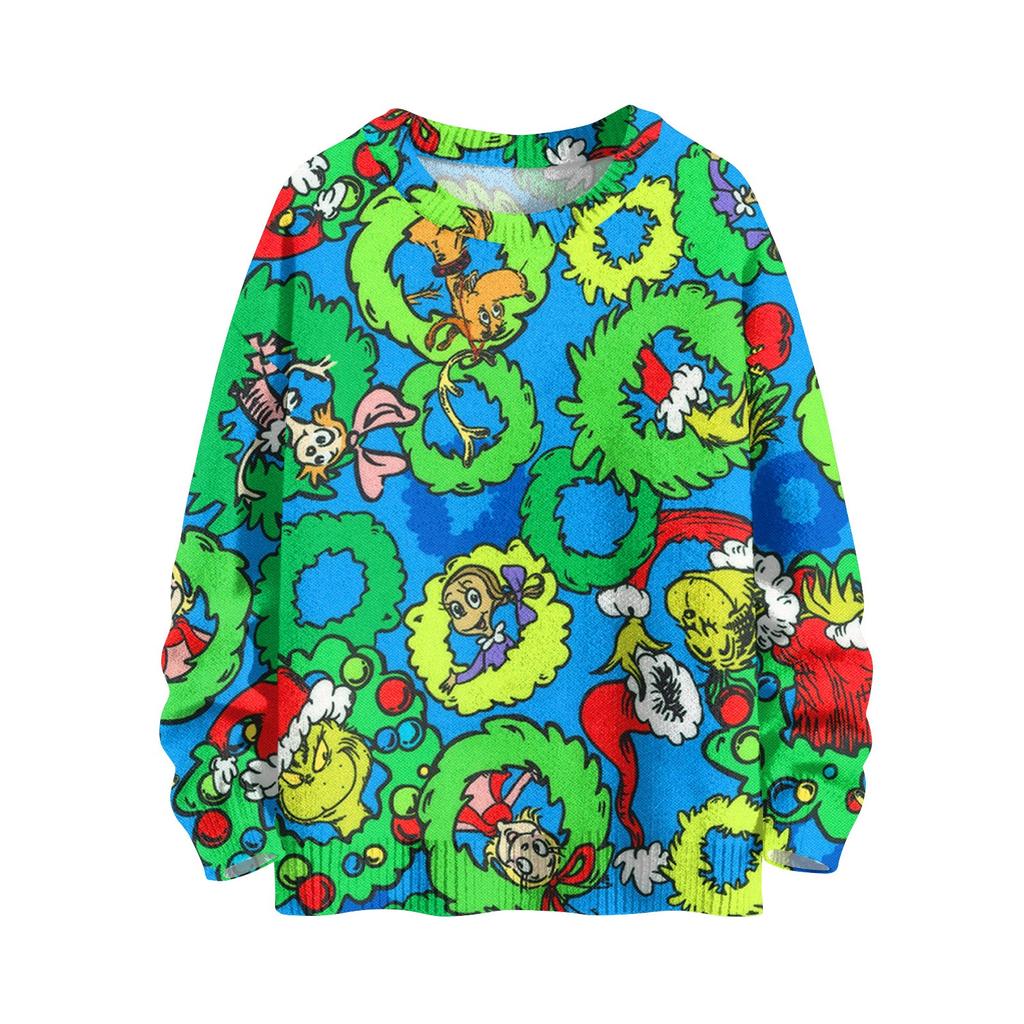 Weihnachts-Sweatshirts für Damen, Strickpullover, süßes Hemd, Herbst, Rundhalsausschnitt, Pullover, Tops