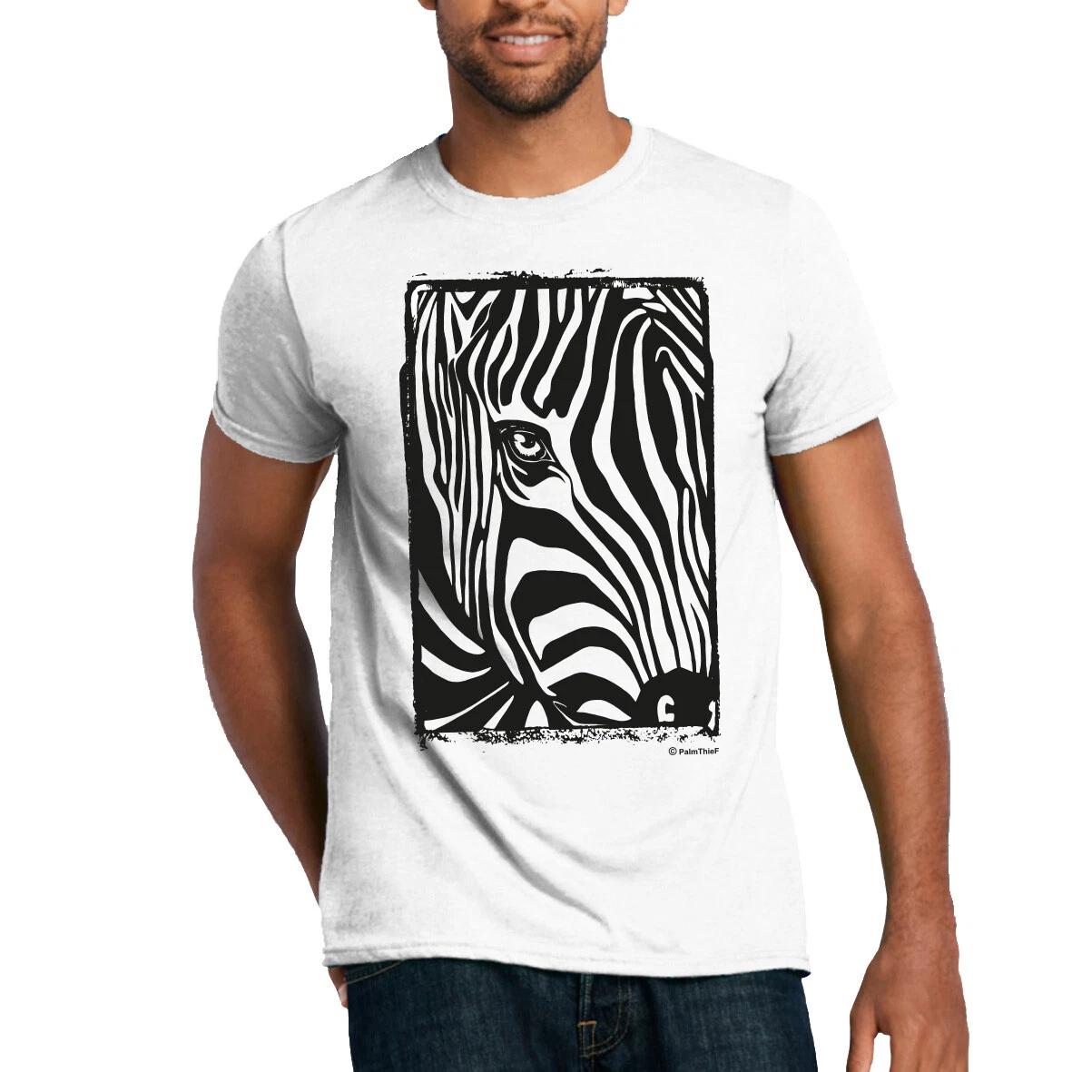 Zebra T-shirt Optical illusion Monochrome Animals Zoo White With Black Stripes 2XL