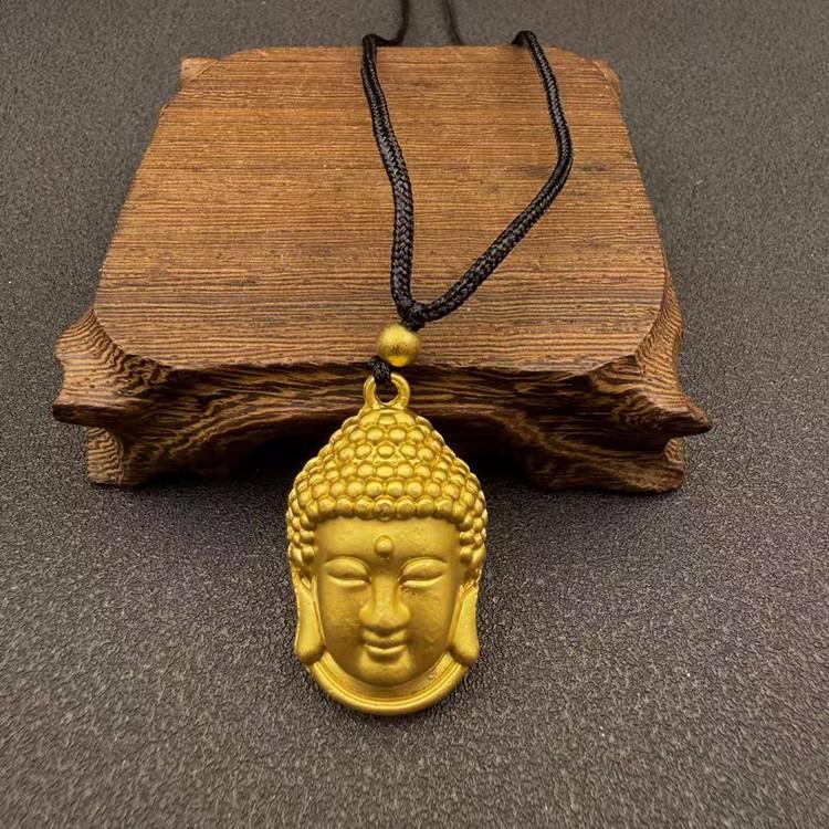 Vietnam Gold-Plated Flame Guanyin Buddha Necklace with Dragon Pixiu and Peace Pendant