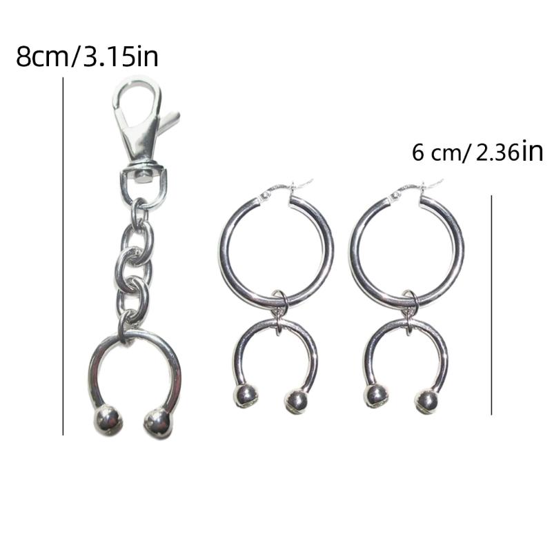 Stainless Steel Horseshoe Pendant Unique Ear Jewelry Fashionable Bag Charm Stylish Pendant Earrings for Any Occasion