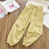 Autumn Fashionable Kids Cargo Joggers Ankle Pants Casual Trousers Light Breathable Summer Outfit