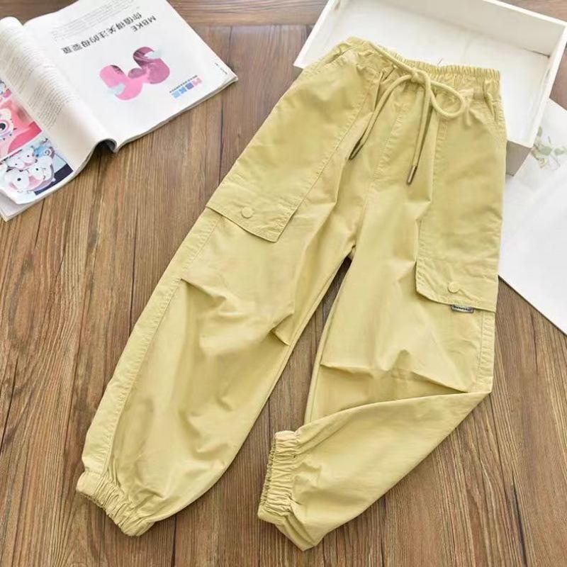 Autumn Fashionable Kids Cargo Joggers Ankle Pants Casual Trousers Light Breathable Summer Outfit