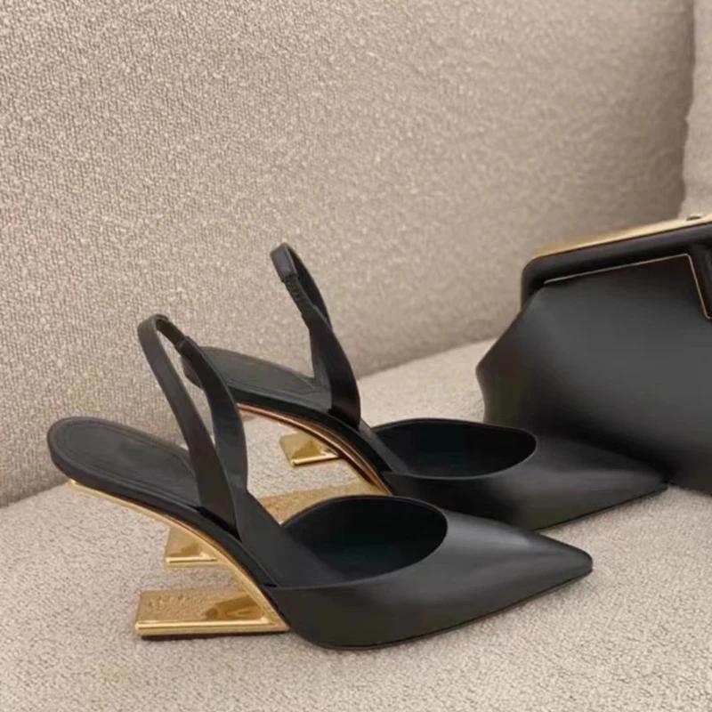 

Сексуальные женские туфли на высоком каблуке, босоножки с острым носком, дизайнерские туфли для вечеринки, летние 2024 новые туфли для ходьбы, женские туфли-лодочки, шлепанцы 34 чёрный