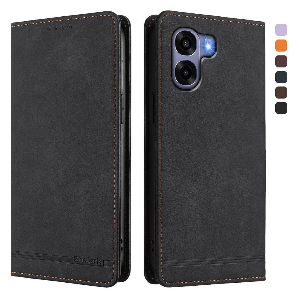 For Oppo A6x 4G Case RINACASIS RC23 RFID Blocking Wallet Stand PU Leather Phone Cover