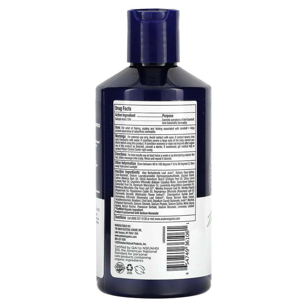 Avalon Organics Anti-Dandruff Shampoo, Matricaria, 14 Fl Oz (414 Ml)