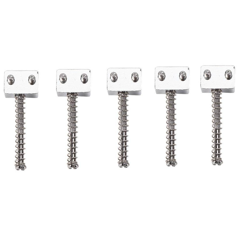 5Pcs Bass Bridge String Saddles for Bass Electric Guitar Replacement Part Spring ScrewsSilver