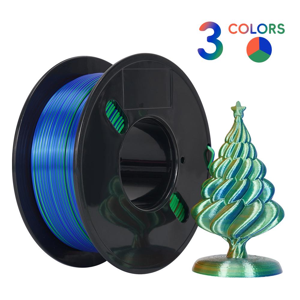 Silk Multi-color PLA 3D Printing Filament, 200g/250g, for All FDM Printers.