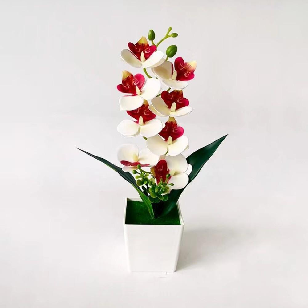 Mehrblütige Künstliche Orchidee Topfpflanzen Phalaenopsis Bonsai Wohnzimmer Ornamente
