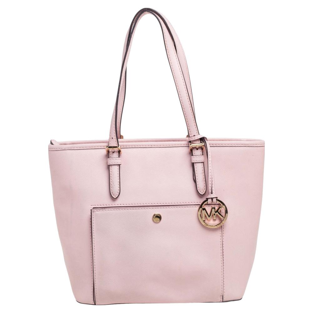 

Michael Kors Michael Michael Kors Leather Jet Set Snap Pocket Tote pink