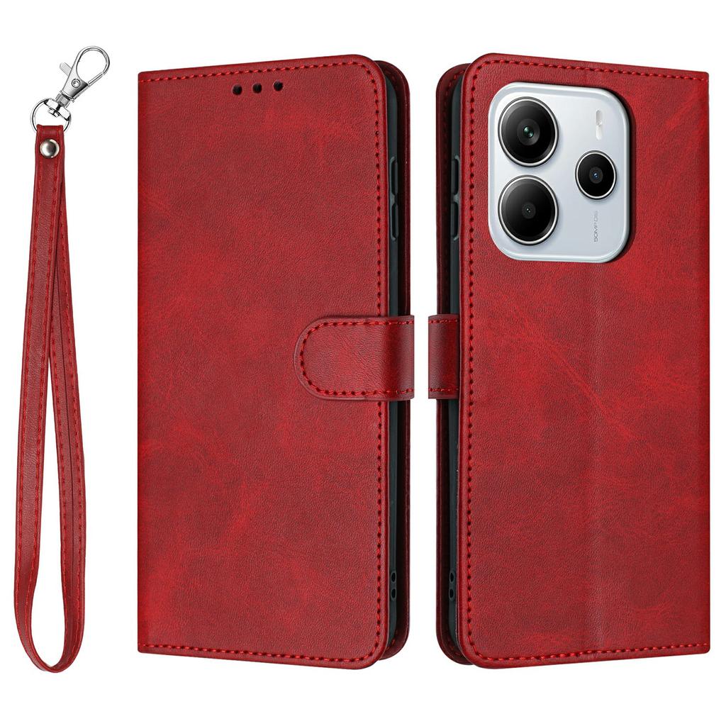 Für Xiaomi Redmi Note 14 4G (164,84 x 78,15 x 8,16 mm) Hülle Flip Ständer PU Leder Brieftasche Handyhülle Kalbsledertextur