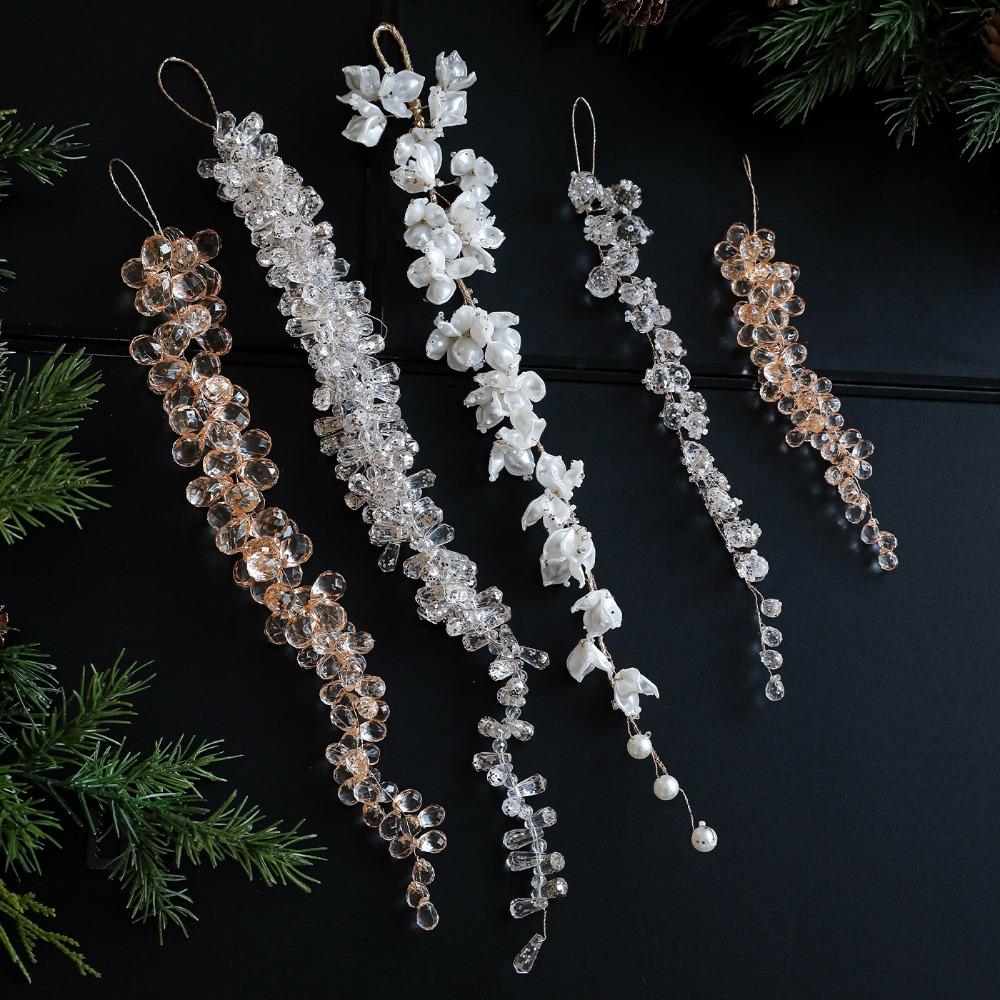 Christmas Tree Pendants Glitter Transparent Acrylic Beads Drop Pendant Petal Beading Ornaments Home Xmas Party DIY Decoration