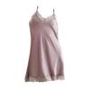 Cross-border Ice Silk Sheer Lace Deep V-Neck Women's Sexy Slip Dress Nightgown
