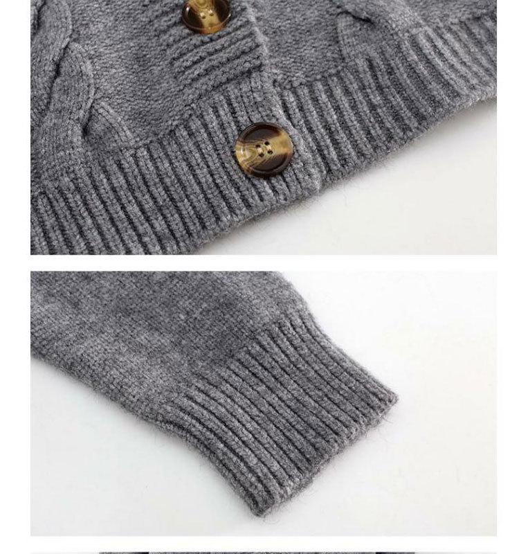Women's Early Autumn Slimming Cable Knit Cardigan - Short, Single-Breasted, High-Waisted Sweater