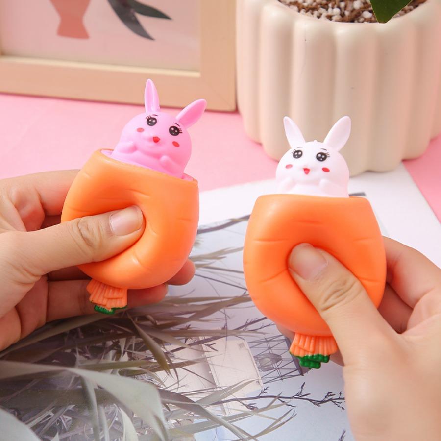 New and Strange Extrusion, Venting Radish Rabbit, Creative Venting and Decompression Rabbit Telescopic Cup, Toy Pinching Music