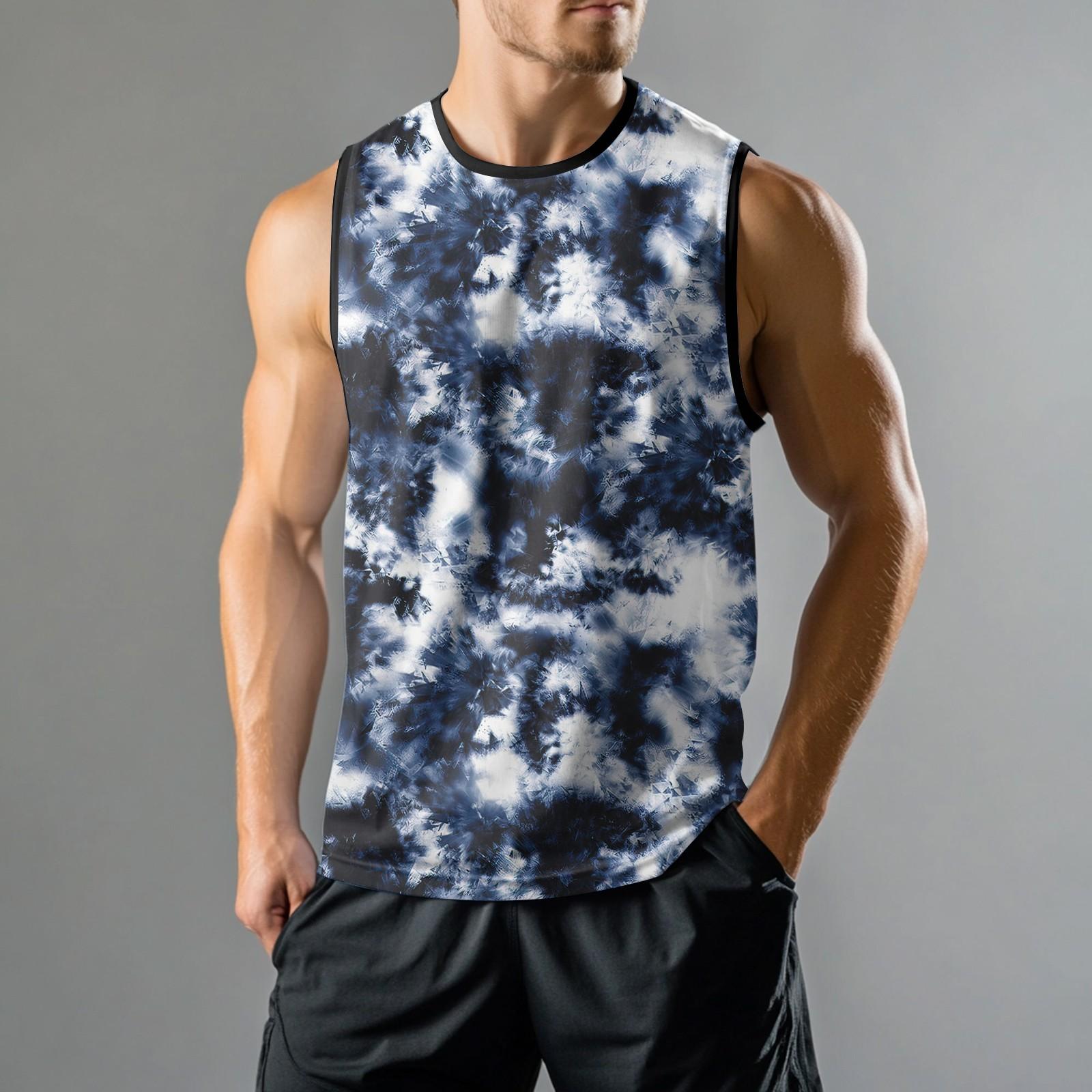 

Мужская мода принтованный спортивный повседневный жилет без рукавов XXL тёмно-синий