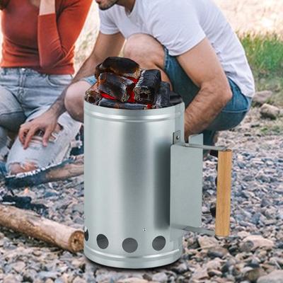 Charcoal Chimneys Starter with Wooden Handle Heavy-Duty Steel Wire Base Chimneys Starter for Charcoal Grill And BBQ