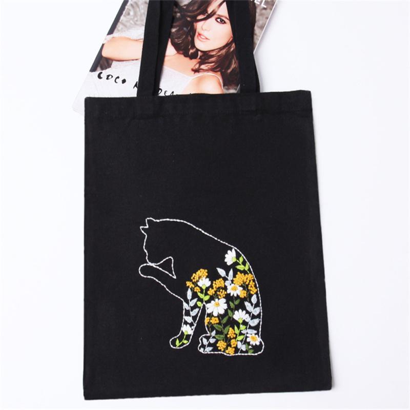 Saco de lona de algodão solúvel em água para impressão, ponto cruz, faça você mesmo, pacote de material para iniciantes (Bolsa