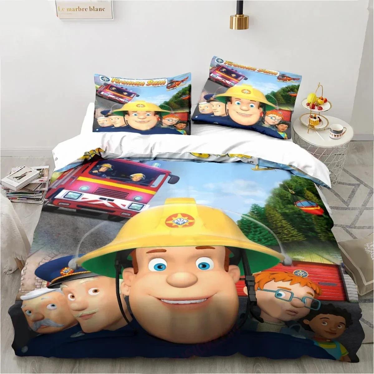 

Мультфільм Пожежний Сем Іграшки Комплект постільної білизни Підодіяльник Постільний комплект Підодіяльник Наволочка Підодіяльник king Queen Size Комплект постільної білизни для дорослих хлопчиків AU Queen 210x210cm