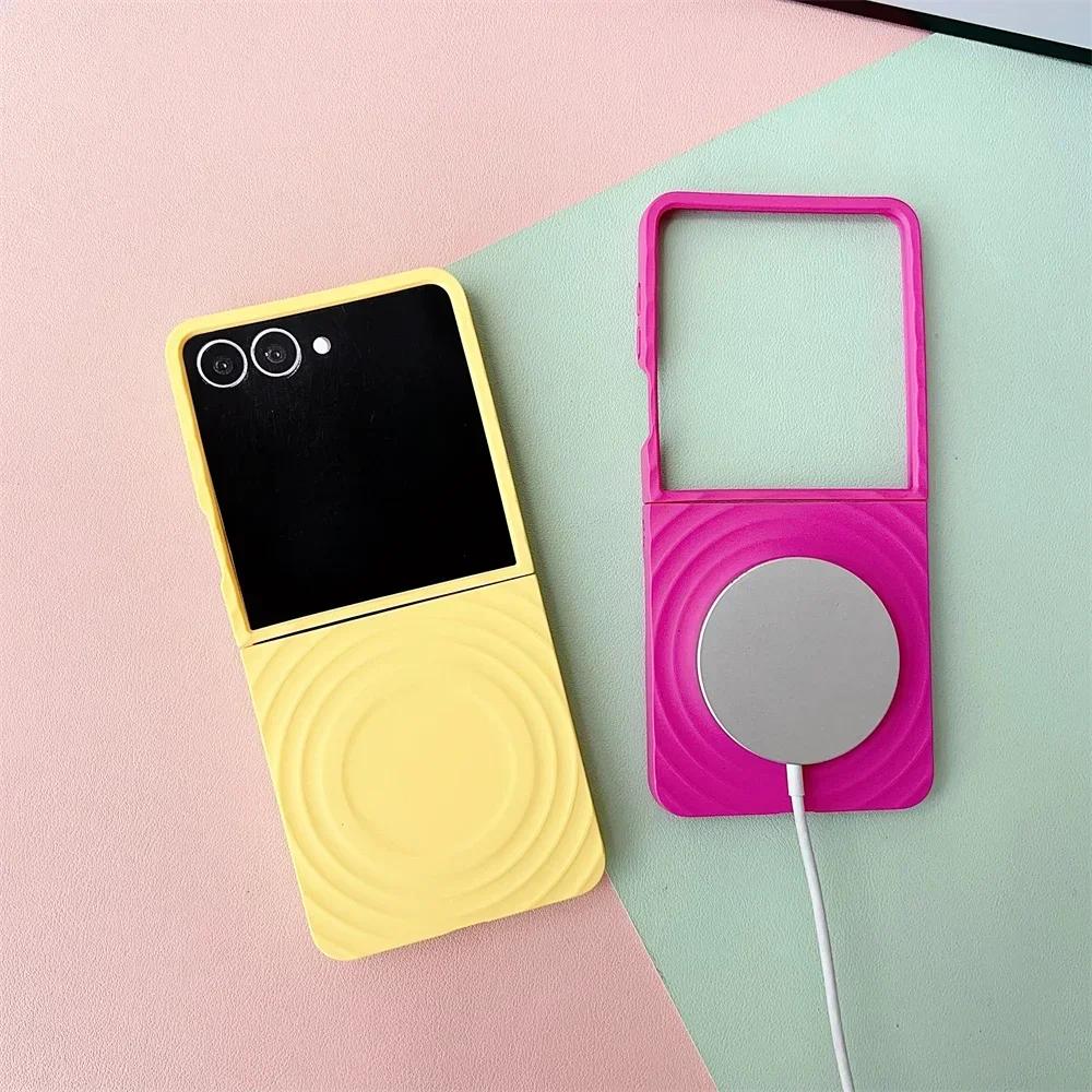 Phone Case for Samsung Galaxy Z Flip 7 fe 6 5 Flip7 Flip6 Flip5 5G Hard PC Protective Cover Ripple for Magsafe Magnetic