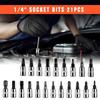 53-Piece Auto Repair Kit with 1/4 Inch Ratcheting Wrench and Carbon Steel Socket Hard Case Box Storage for Car Repair Tools