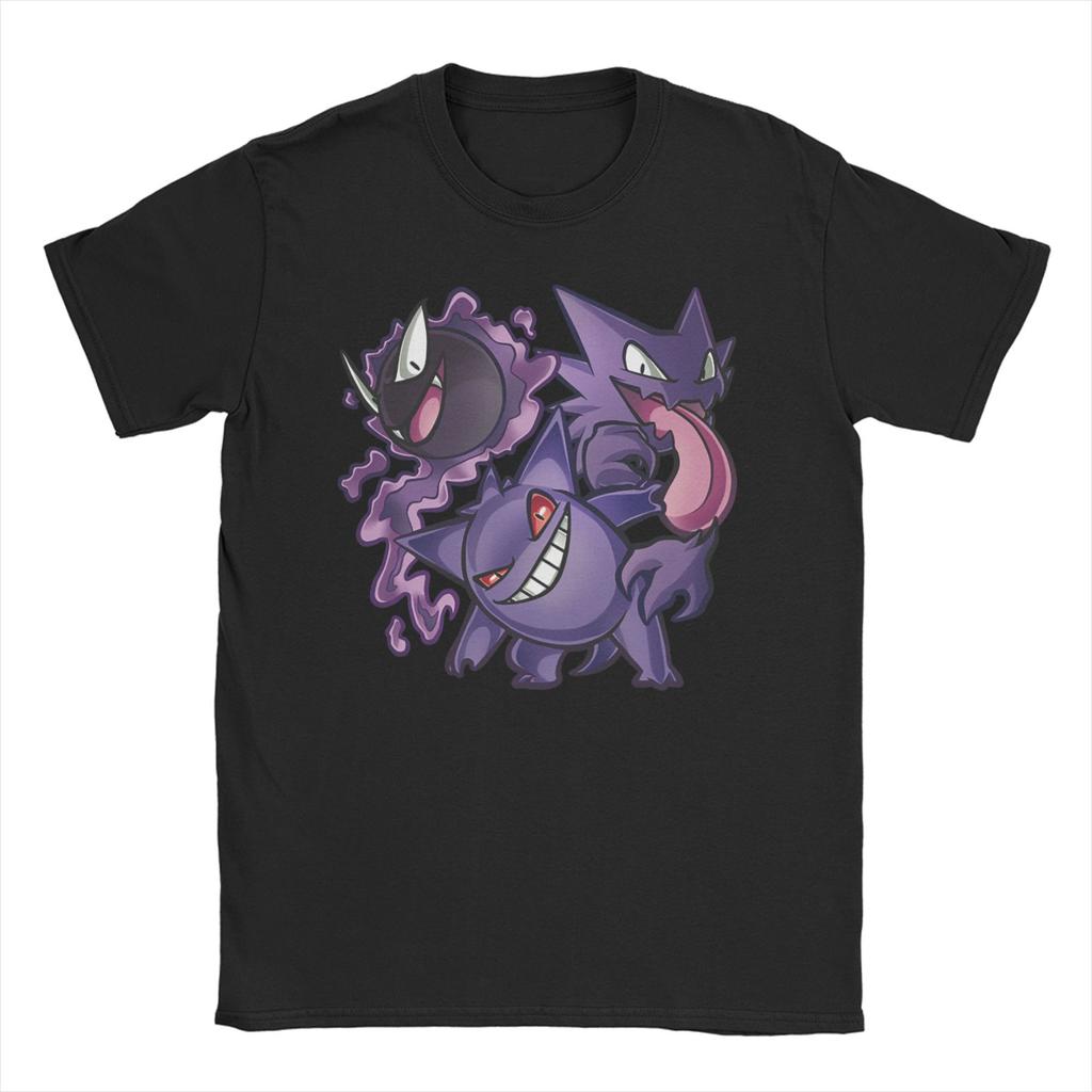 Pokemon Gengar Kawaii T-Shirts Men Women Round Neck 100% Cotton T Shirt Japanese Anime Pikachu Short Sleeve Tee Shirt Clothes