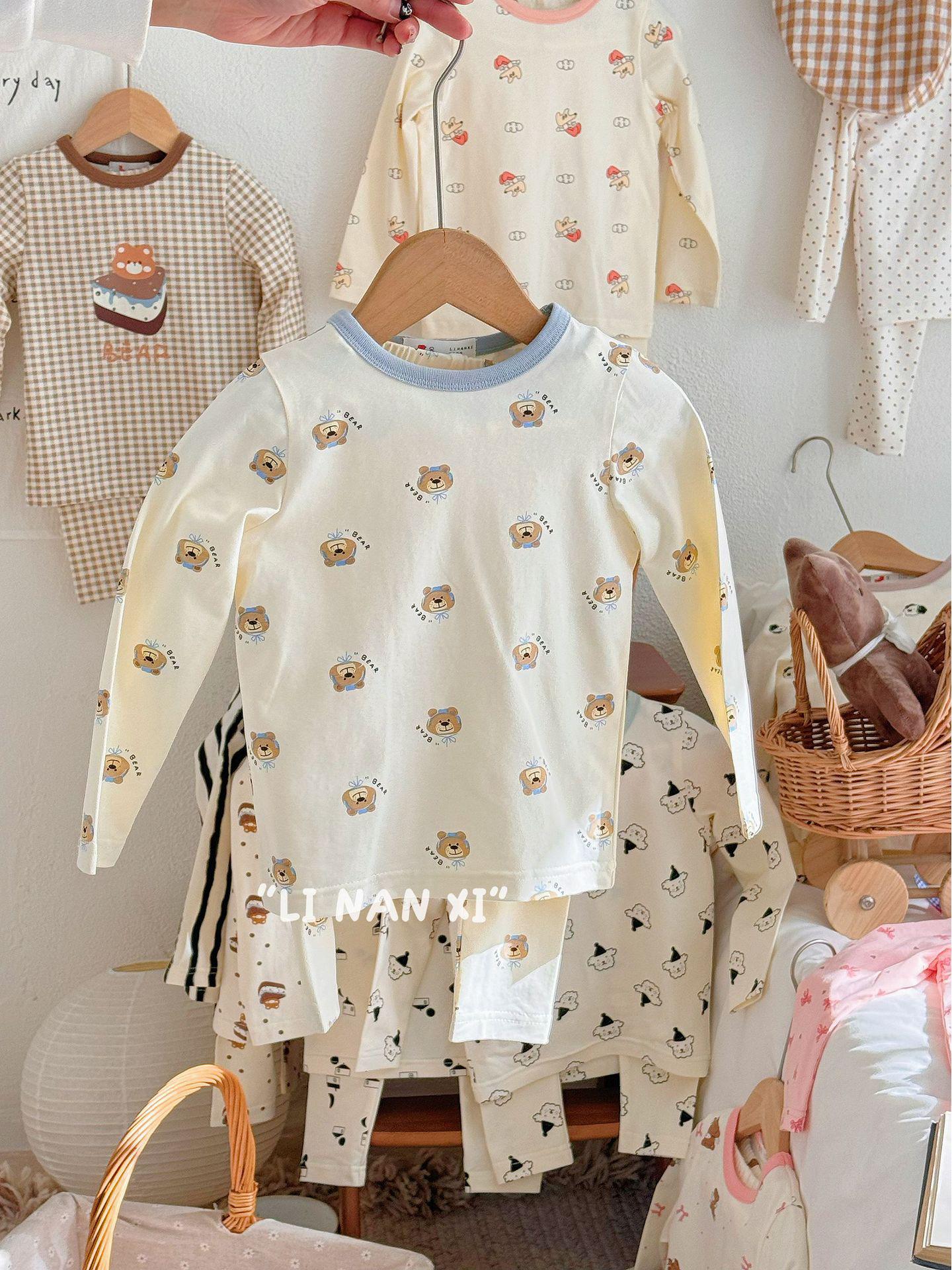 

Korean Cartoon Print Spring Pajama Set for Boys & Girls 100cm