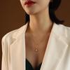 European Eight-Pointed Star Zircon Pendant Necklace, 18K Gold-Plated Titanium Steel with Tassel Lock Design for Women