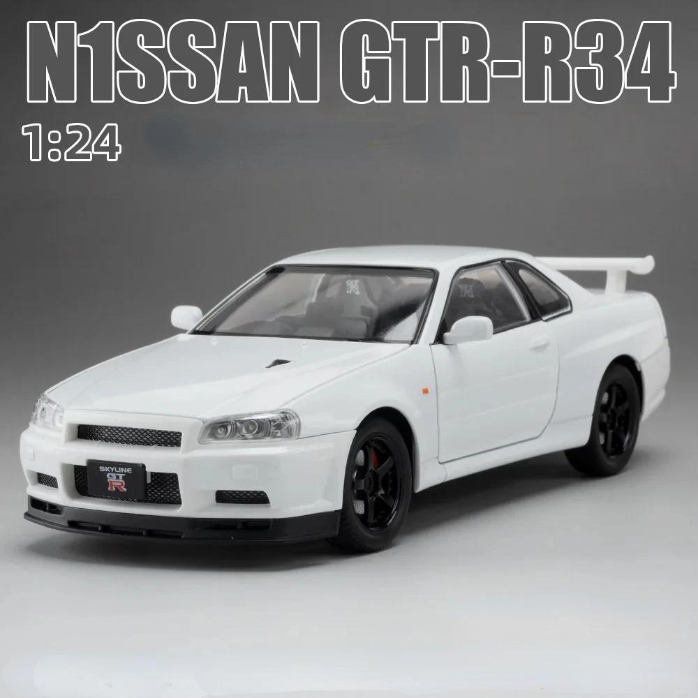 1:24 Nissan Skyline GTR R34 Fast & Furious Alloy Car Model Sound Light Collective Miniature Voiture Diecast Toy Vehicle Boy C342