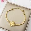 15mm Four-leaf Clover Single Flower Laser-engraved Bracelet Vacuum Plated Four-leaf Clover Women's Bracelet