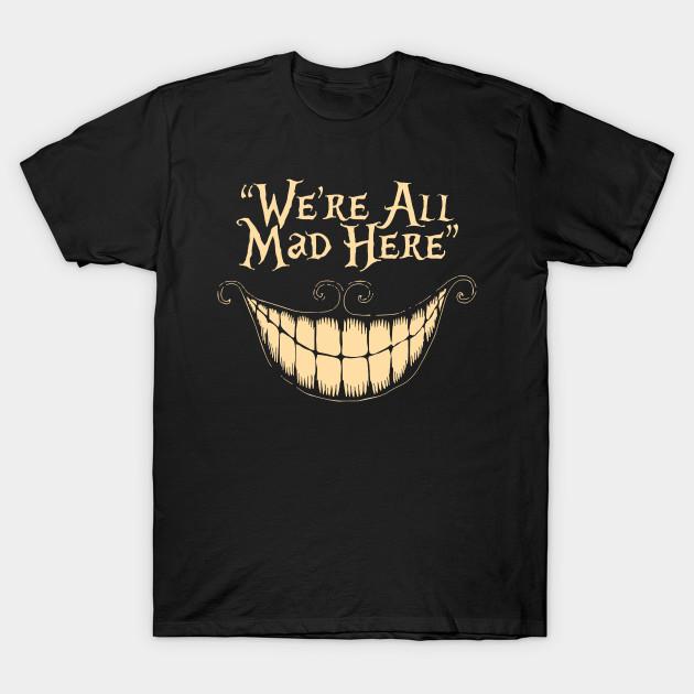 Men Black Print T-shirt We Re All Mad Here No-Cut Transfer Paper Print Cotton Tshirt L чёрный