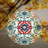 Clopoțel de vânt boem de 10 inch cu design geometric floral vibrant, metal durabil, decor exterior, cârlig rotativ perfect pentru