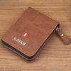 Men's Short Wallet Card Holder Zipper 3 Fold Purse Leather Money Clip Retro Casual Buckle Square Bag