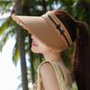Tassel large brim sun hat summer outdoor travel sun protection hat women's plaid bow empty top hat