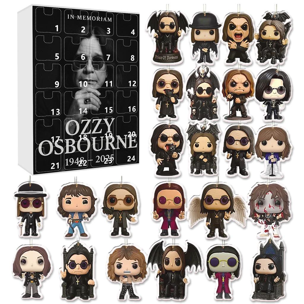 24 Days New Ozzy Osbourne Motorcycle Bell Advent Calendar Ozzy Osbourne 2D Acrylic Pendant Christmas Countdown Advent Calendar Gift