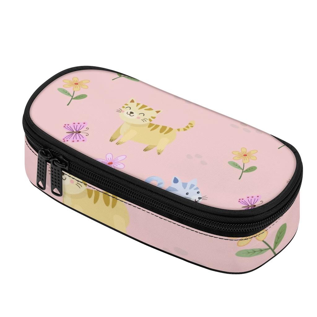 Pencil Bag 300D Polyester Organized Storage Easy Open Zipper with Main Compartment Mesh Pocket and Pen Slots for Daily School Use