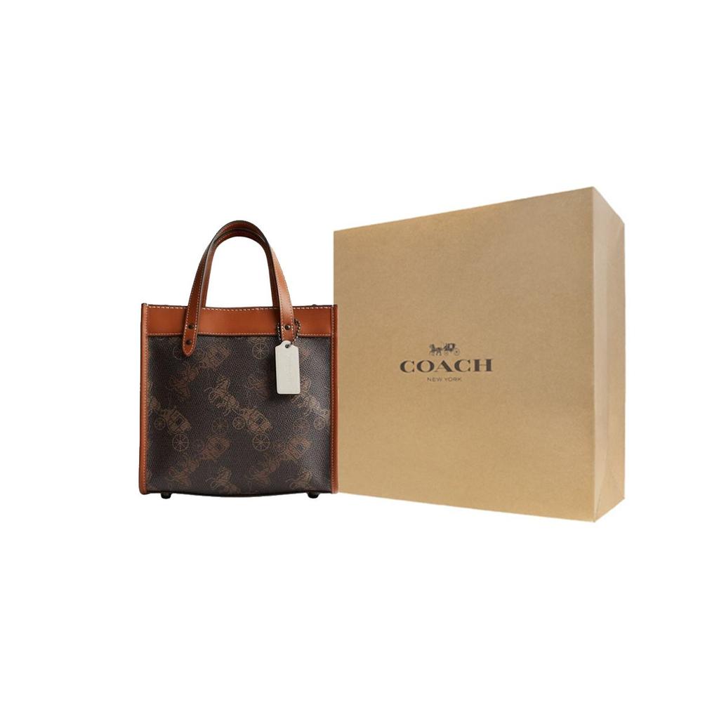 Coach Field 22 Classic Horse And Carriage Magnetic Snap Canvas And Leather Tote Bag Women Tote Bags Brown CM708-V5W9N