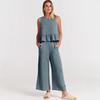 New Summer/Fall Sleeveless Tank Top and Wide-Leg Cropped Pants Casual Set for Women